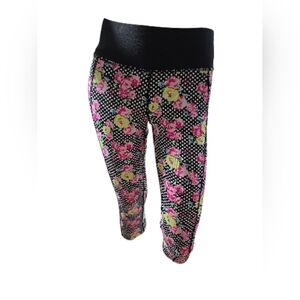 Betsey Johnson Floral Leggings - Black and Pink